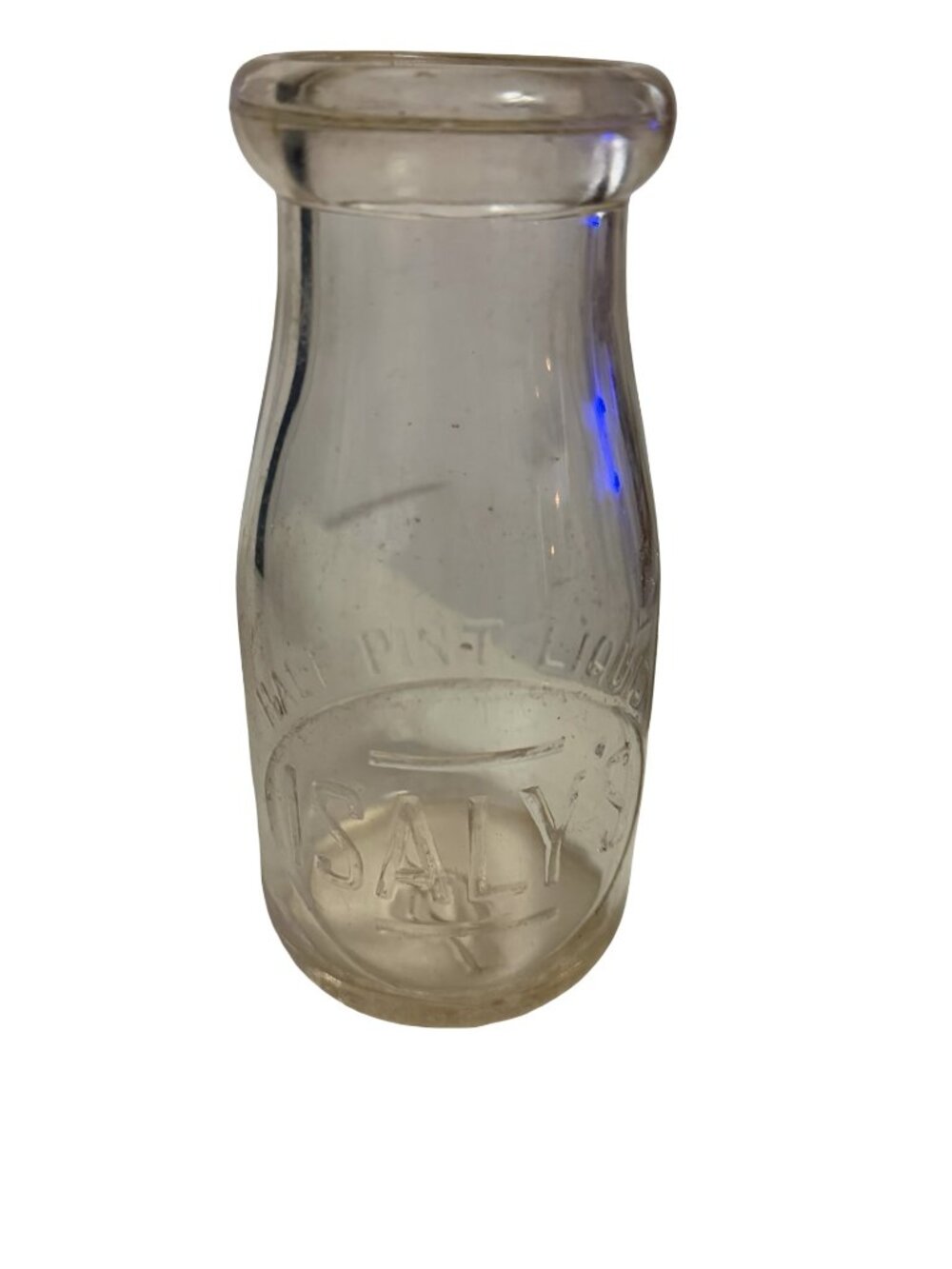 Isaly's Half Pint Embossed Milk Bottle Youngstown Ohio Vintage Dairy Glass